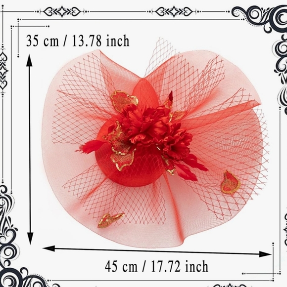 NEW! Candy Apple Red Fascinator Hat - Picture 4 of 4